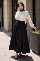 Vêtements hijab NOIR JUPE TAILLE ÉLASTIQUE EN COTON T 9765