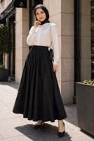 Vêtements hijab NOIR JUPE TAILLE ÉLASTIQUE EN COTON T 9765