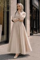 Vêtements hijab BEIGE JUPE TAILLE ÉLASTIQUE EN COTON T 9765