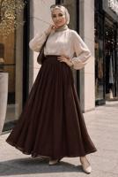 Vêtements hijab BRUN JUPE TAILLE ÉLASTIQUE EN COTON T 9765