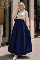 Vêtements hijab BLEU MARINE JUPE TAILLE ÉLASTIQUE EN COTON T 9765