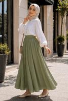 Vêtements hijab VERT JUPE TAILLE ÉLASTIQUE EN COTON T 9765