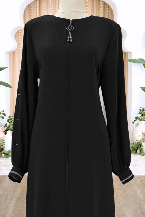 Tesettür giyim SİYAH FERMUARLI FERACE T 0200 - TRENDTESETTÜR