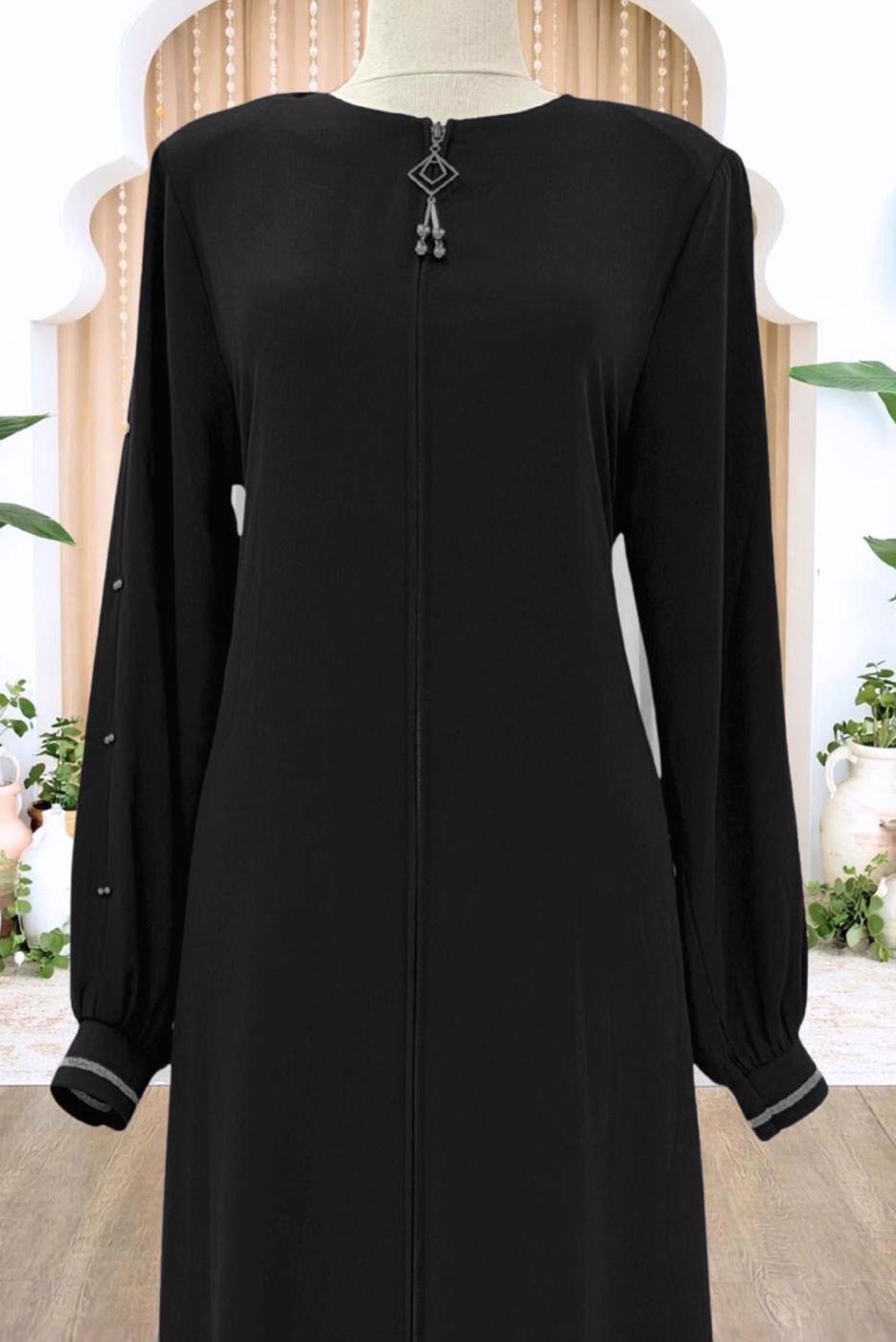 Tesettür giyim SİYAH FERMUARLI FERACE T 0200