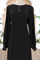 Tesettür giyim SİYAH FERMUARLI FERACE T 0200