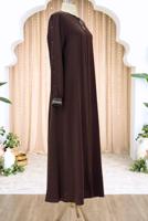 Tesettür giyim KAHVE FERMUARLI FERACE T 0200