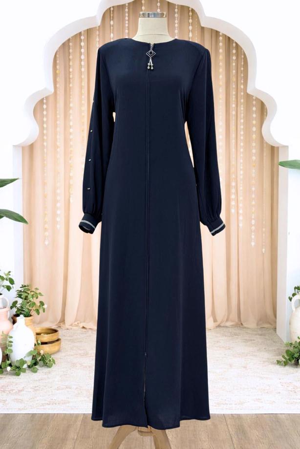 Tesettür giyim LACİVERT FERMUARLI FERACE T 0200 - TRENDTESETTÜR