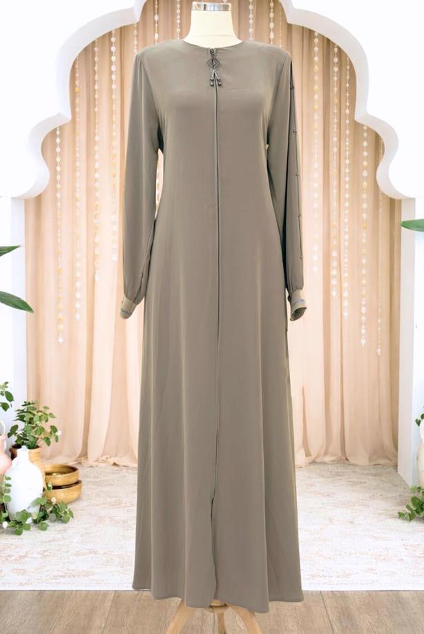 Tesettür giyim VİZON FERMUARLI FERACE T 0200 - TRENDTESETTÜR