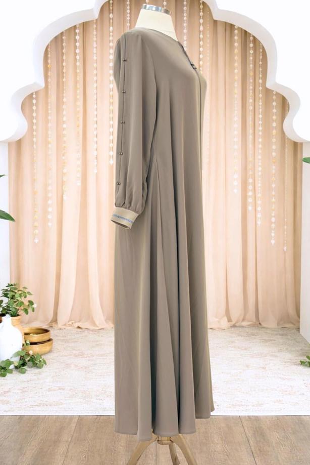 Tesettür giyim VİZON FERMUARLI FERACE T 0200 - TRENDTESETTÜR