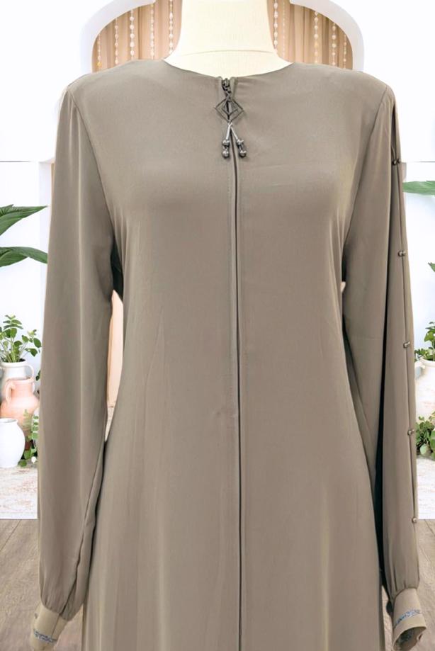 Tesettür giyim VİZON FERMUARLI FERACE T 0200 - TRENDTESETTÜR