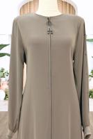 Tesettür giyim VİZON FERMUARLI FERACE T 0200