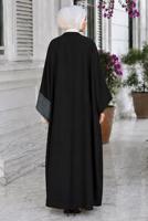 Tesettür giyim SİYAH PONPON DETAYLI ABAYA T 10114