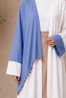 Tesettür giyim BEYAZ PONPON DETAYLI ABAYA T 10114