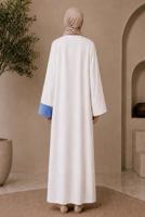 Tesettür giyim BEYAZ PONPON DETAYLI ABAYA T 10114