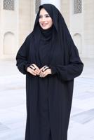 Tesettür giyim SİYAH PEÇELİ SUFLELİ FERACE T 2306