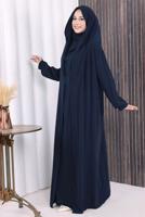 Tesettür giyim LACİVERT PEÇELİ SUFLELİ FERACE T 2306