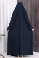 Tesettür giyim LACİVERT PEÇELİ SUFLELİ FERACE T 2306
