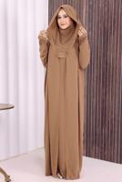 Tesettür giyim VİZON PEÇELİ SUFLELİ FERACE T 2306