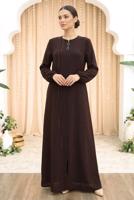 Vêtements hijab BRUN ABAYA DÉTAILLÉE DE GEMME T 5100
