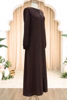 Vêtements hijab BRUN ABAYA DÉTAILLÉE DE GEMME T 5100