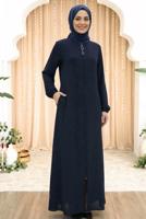 Vêtements hijab BLEU MARINE ABAYA DÉTAILLÉE DE GEMME T 5100