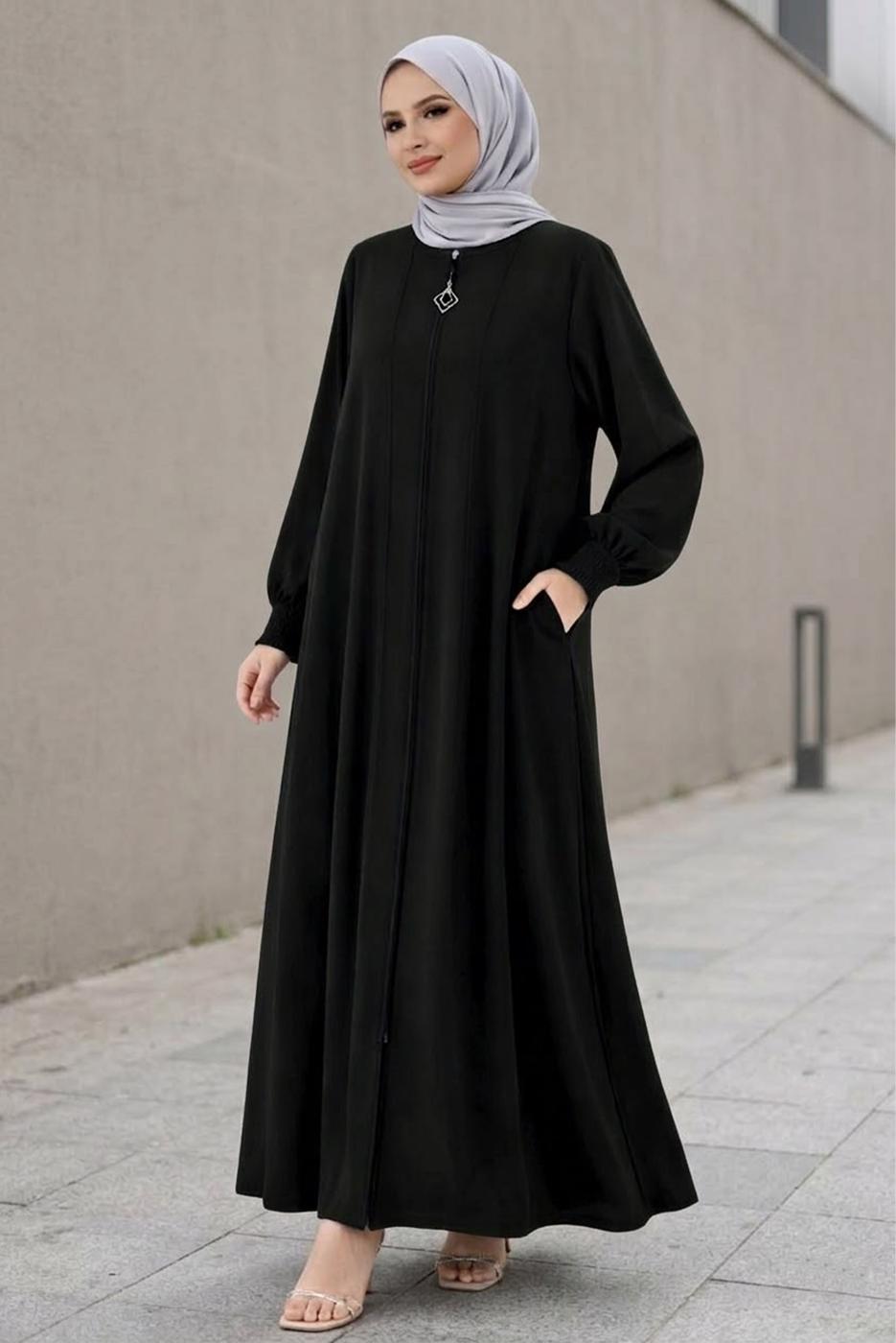 Vêtements hijab NOIR ABAYA ZIPPÉE T 5200