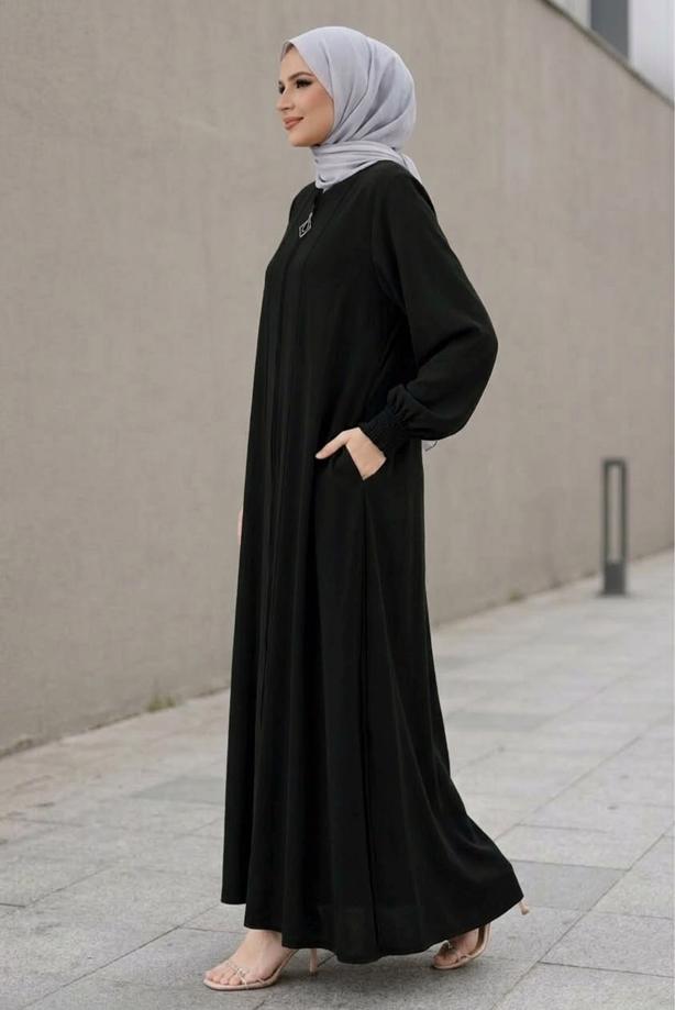 Vêtements hijab NOIR ABAYA ZIPPÉE T 5200 - TRENDTESETTÜR
