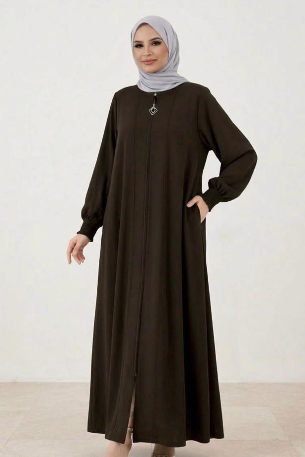 Vêtements hijab BRUN ABAYA ZIPPÉE T 5200 - TRENDTESETTÜR