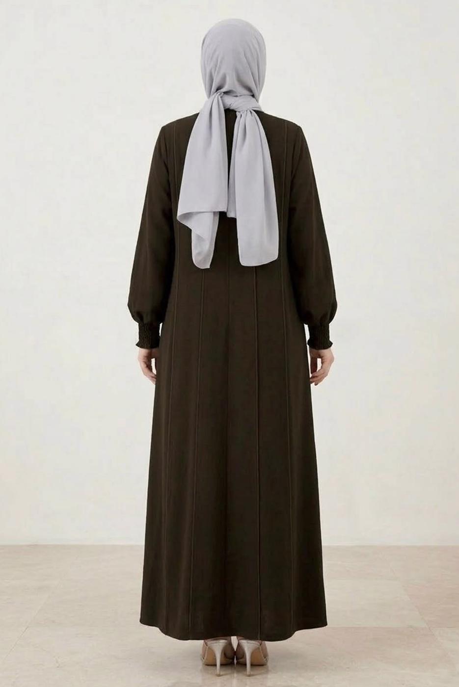 Vêtements hijab BRUN ABAYA ZIPPÉE T 5200