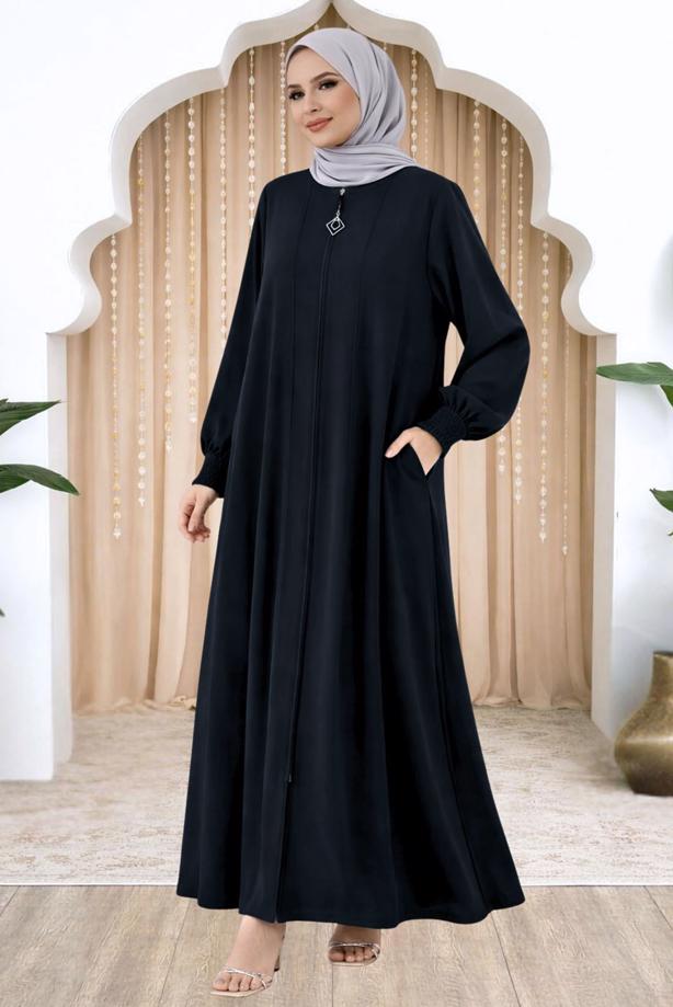 Vêtements hijab BLEU MARINE ABAYA ZIPPÉE T 5200 - TRENDTESETTÜR