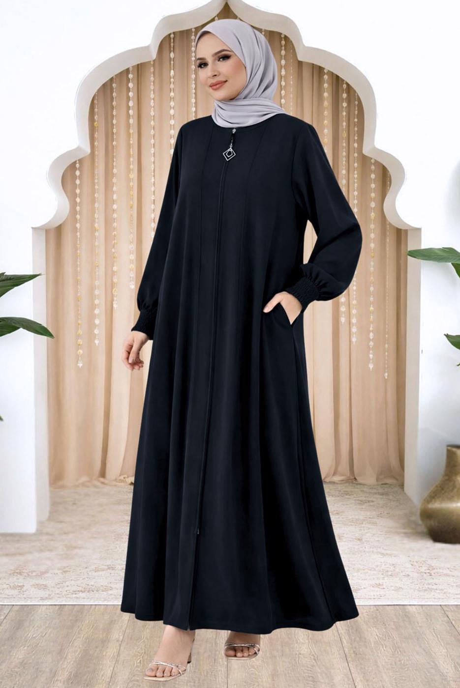 Vêtements hijab BLEU MARINE ABAYA ZIPPÉE T 5200