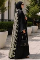 Tesettür giyim SİYAH DESENLİ ABAYA T 54114