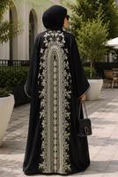 Tesettür giyim SİYAH DESENLİ ABAYA T 54114