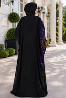Tesettür giyim SİYAH KABARTMA DESENLİ ABAYA T 69014