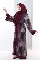 Tesettür giyim BORDO ABAYA TAKIM T 7807