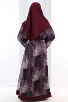 Tesettür giyim BORDO ABAYA TAKIM T 7807