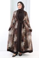 Tesettür giyim KAHVE ABAYA TAKIM T 7807