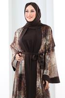 Tesettür giyim KAHVE ABAYA TAKIM T 7807
