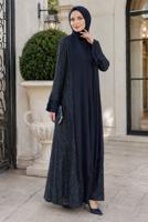 Vêtements hijab BLEU MARINE ENSEMBLE ROBE AVEC ABAYA T 8089