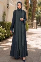 Vêtements hijab GRIS ENSEMBLE ROBE AVEC ABAYA T 8089