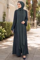 Vêtements hijab GRIS ENSEMBLE ROBE AVEC ABAYA T 8089