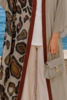 Tesettür giyim KAHVE ETNİK DESENLİ ABAYA T 81114