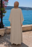 Tesettür giyim KAHVE ETNİK DESENLİ ABAYA T 81114
