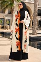 Tesettür giyim BEJ TÜY DETAYLI ABAYA T 83704