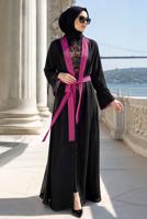 Tesettür giyim SİYAH KUŞAKLI ABAYA T 99014
