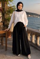 Tesettür giyim SİYAH DÖKÜMLÜ VİSKON PANTOLON T 1123
