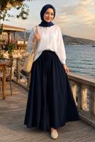 Hijab clothing NAVY BLUE VISCON WIDE LEG PANTS T 1123