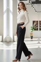 Tesettür giyim SİYAH KEMERLİ PALAZZO PANTOLON T 30051