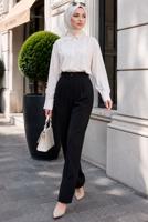 Vêtements hijab NOIR PANTALON CAROTTE TAILLE ÉLASTIQUE T 81181