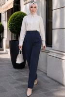 Vêtements hijab BLEU MARINE PANTALON CAROTTE TAILLE ÉLASTIQUE T 81181